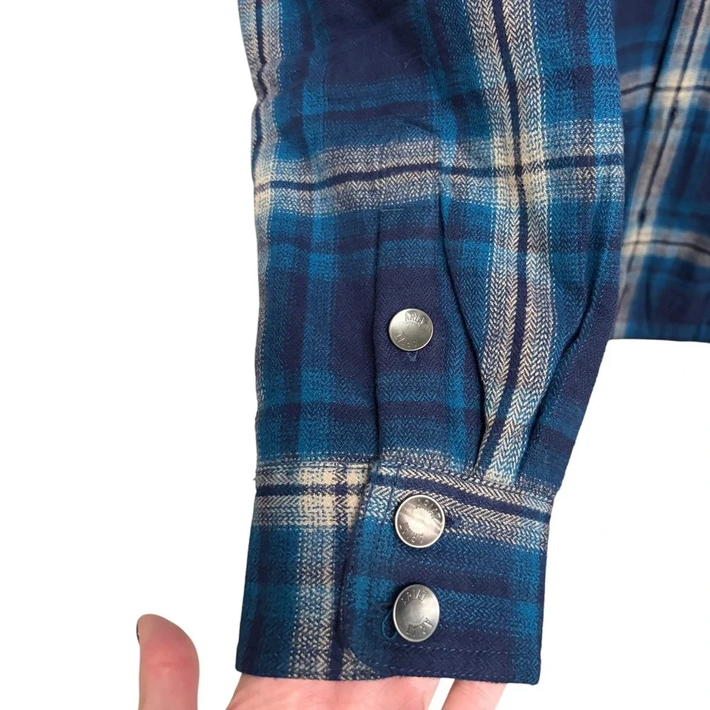 NWT ARIAT Hannoch Retro Shirt Jacket in Plaid Mood Indigo‎ Quilted Lined Men's L